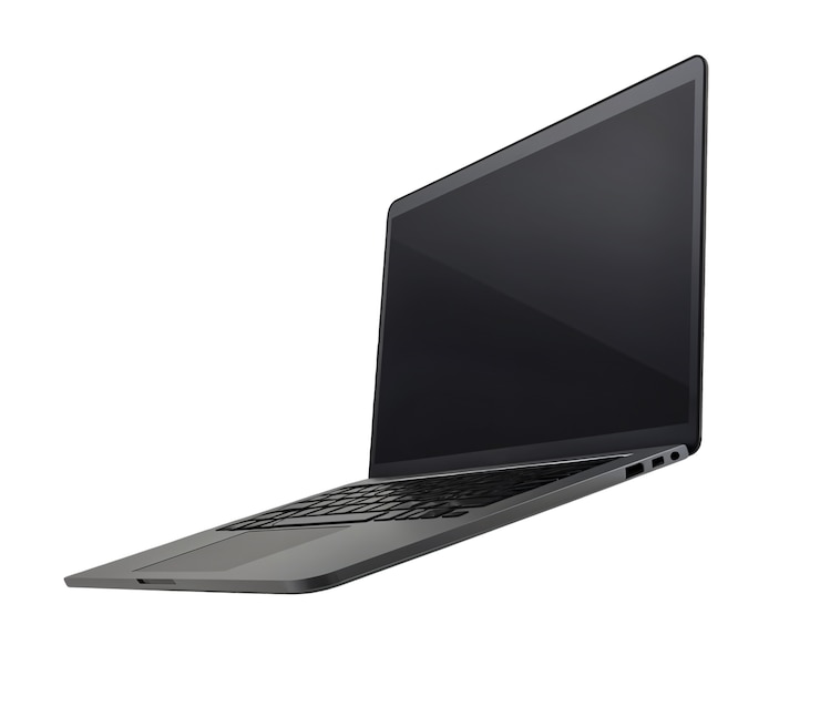PSD Gratis close up laptop silver yang diisolasi