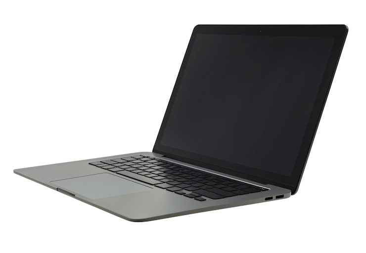 PSD Gratis close up laptop silver yang diisolasi
