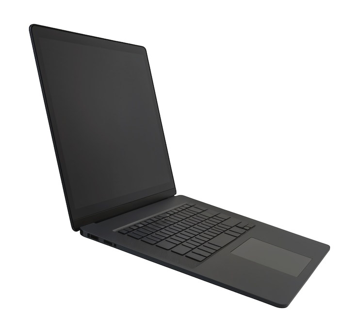 PSD Gratis close up laptop silver yang diisolasi