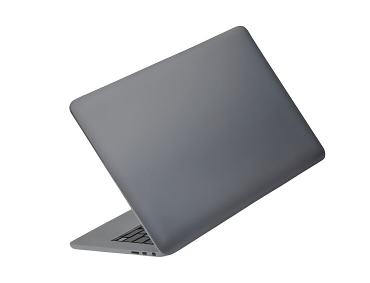 PSD Gratis close up laptop silver yang diisolasi