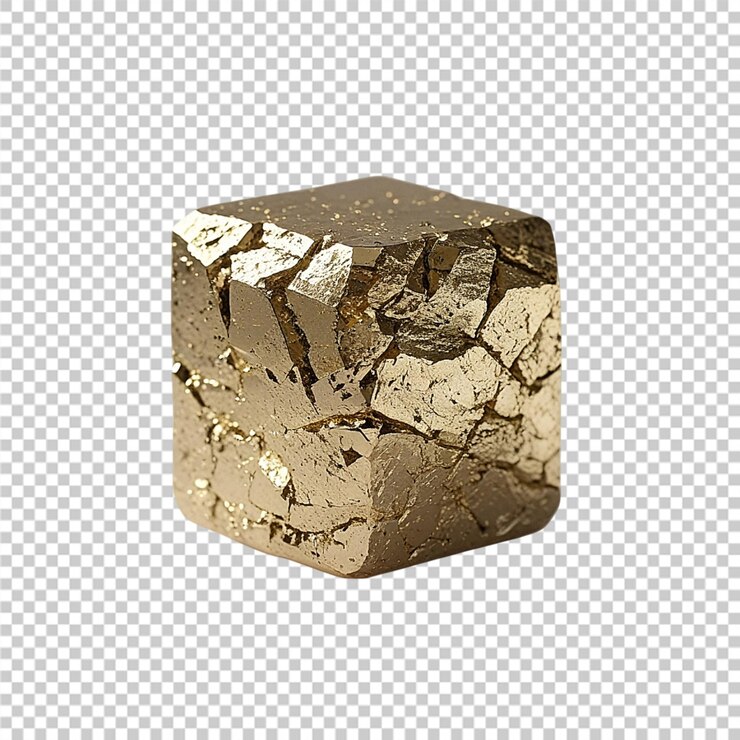 PSD gratuito close-up of a golden pyrite cube