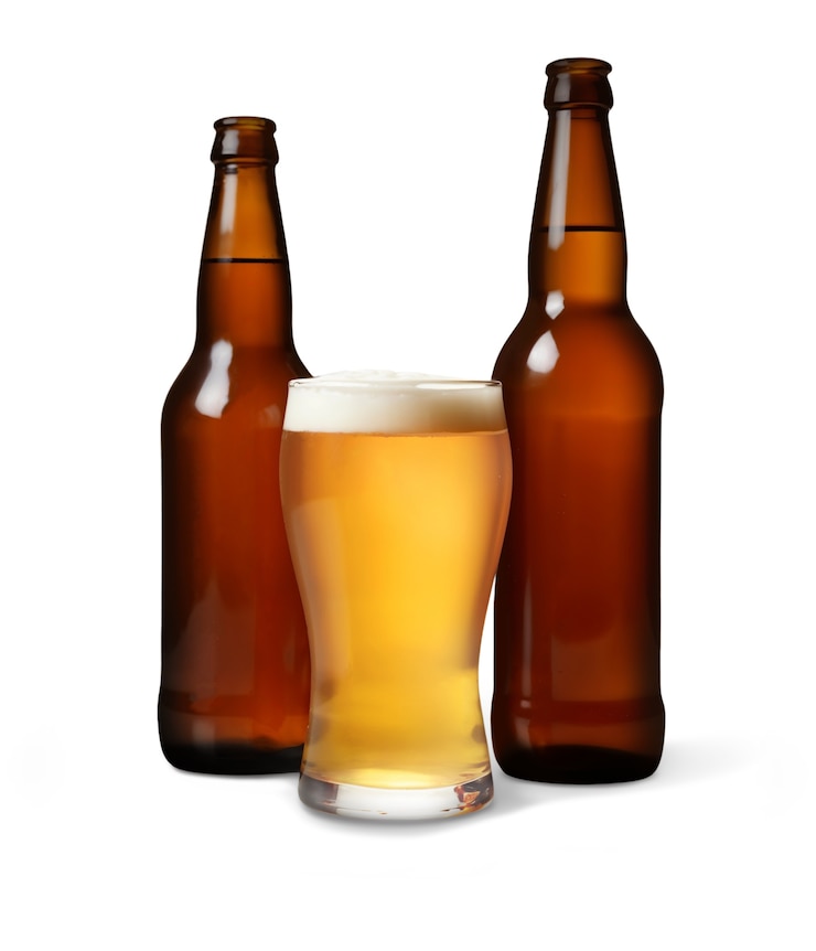 Gratis PSD close-up op bier geïsoleerd