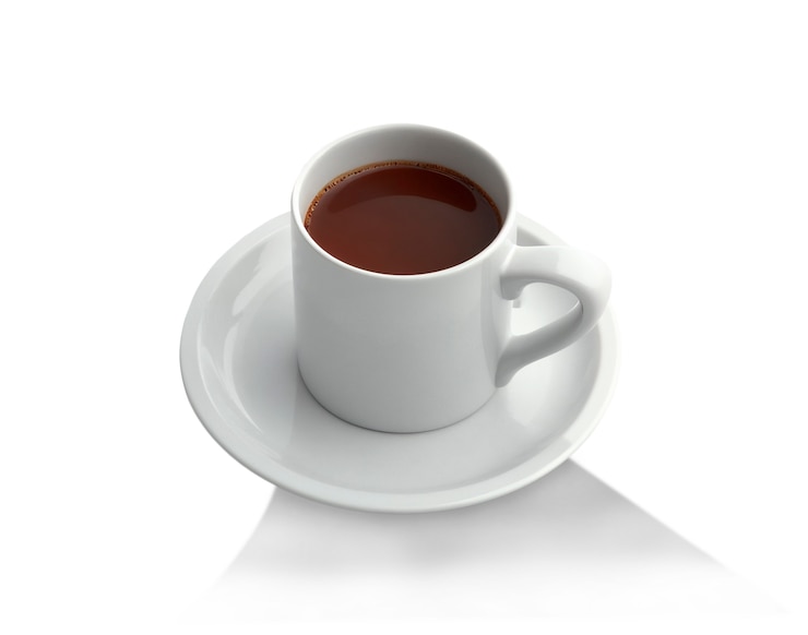 Gratis PSD close-up op een geïsoleerde koffiekop