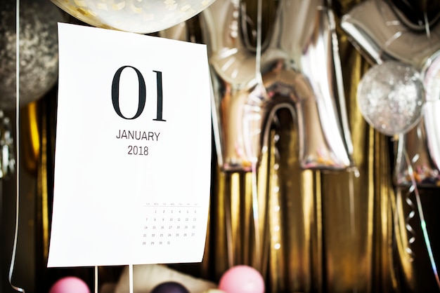Close-up van de kalender van januari
