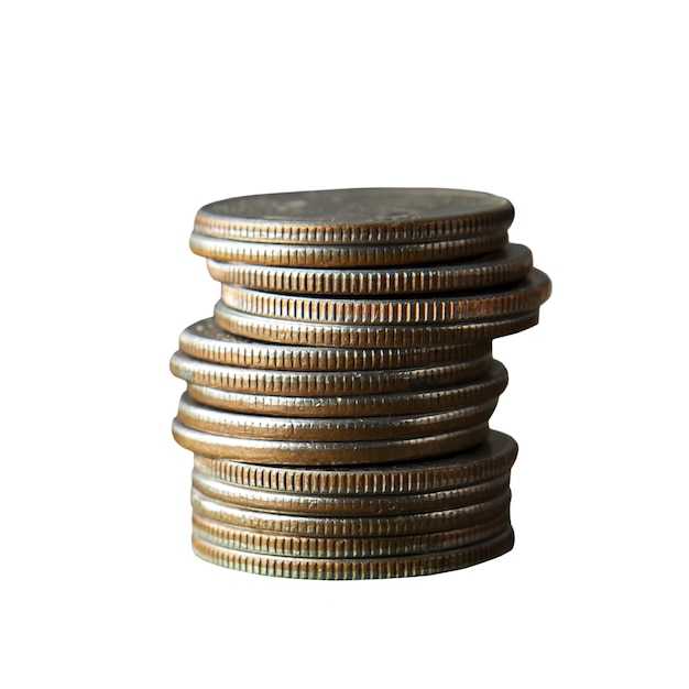 Close-up van geïsoleerde munten