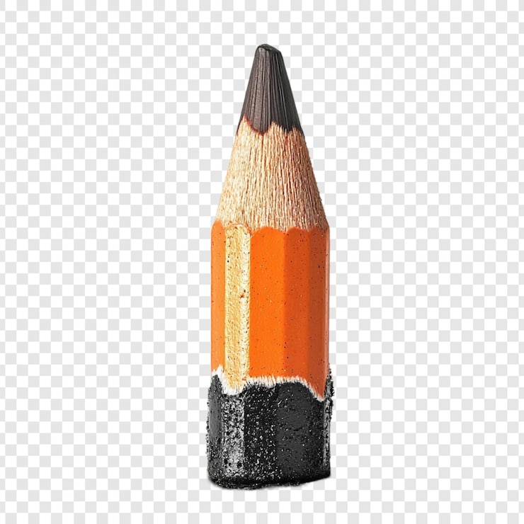 PSD Gratis closeup of a wellused orange pencil showing graphite tip and wood grain