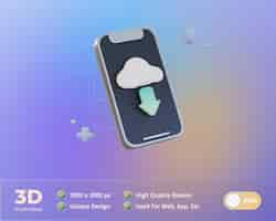 Gratis PSD cloud storage phone download 3d illustratie