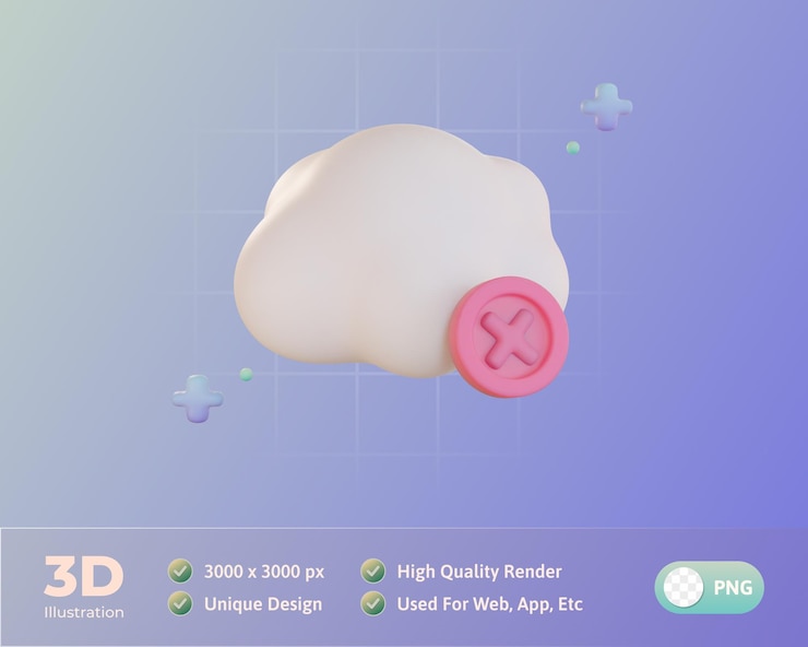 PSD Gratis cloud system error 3d illustration