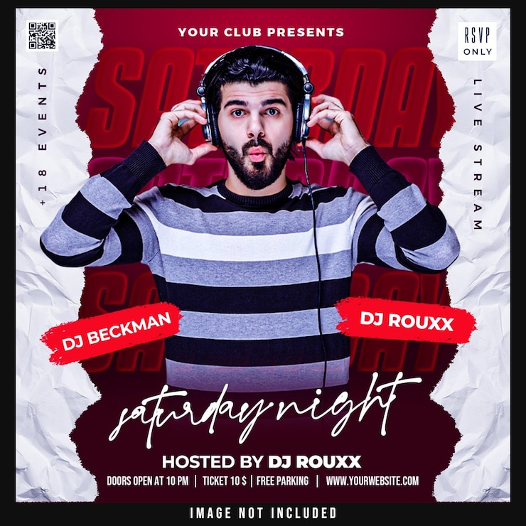 Gratis PSD club dj feest flyer social media bericht