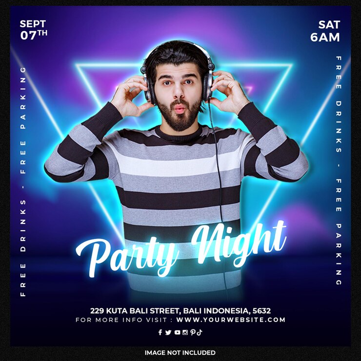 Gratis PSD club dj party flyer social media post