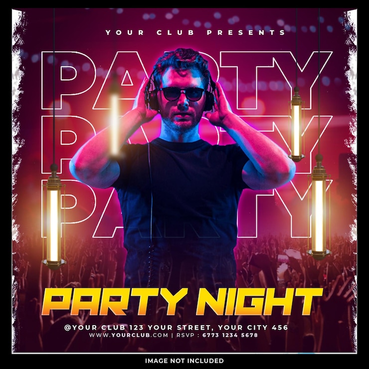Gratis PSD club dj party flyer social media post