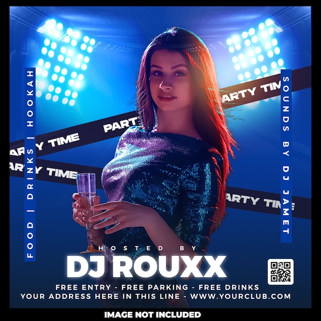 Club dj party flyer social media post
