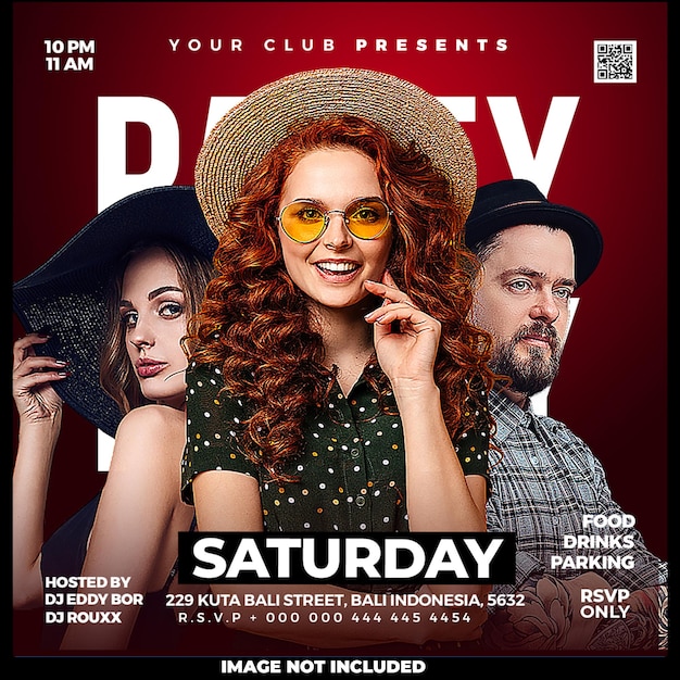 Gratis PSD club dj party flyer social media post