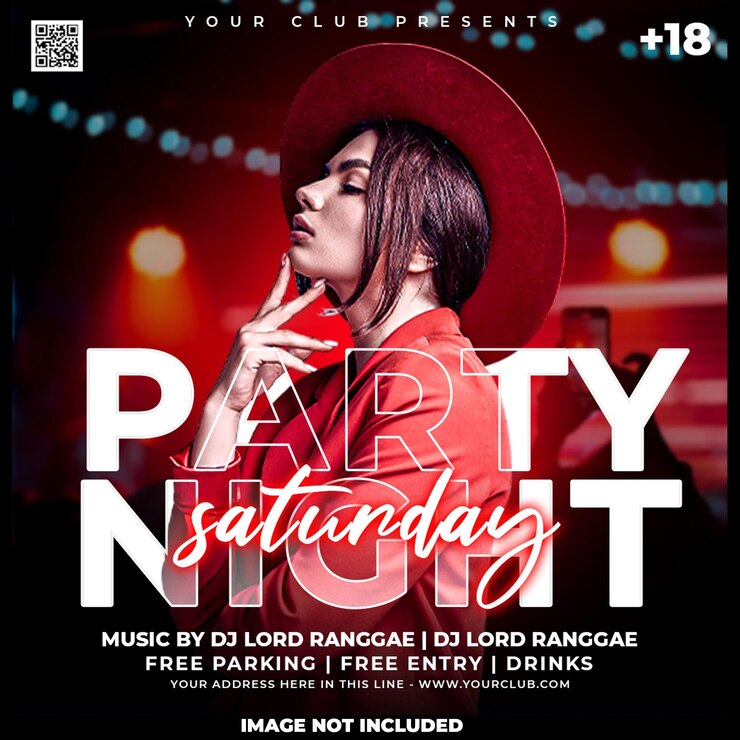 PSD Gratis club dj party time flyer social media post