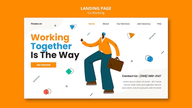 Gratis PSD co-working concept websjabloon