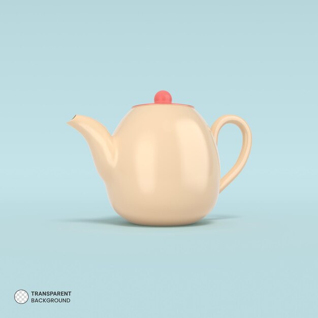 Cocina tetera y taza icono aislado 3d render ilustración