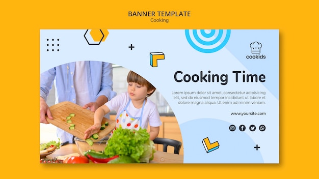 PSD gratuito cocinar en casa concepto de banner