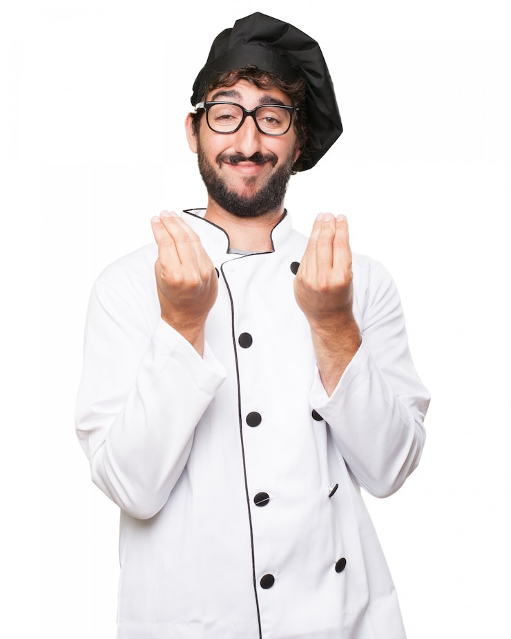 PSD gratuito cocinero orgulloso haciendo gestos con las manos
