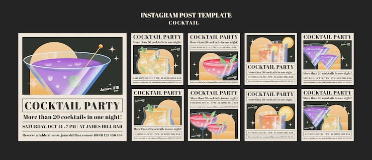 PSD gratuito cocktail bar con deliziosi drink post su instagram
