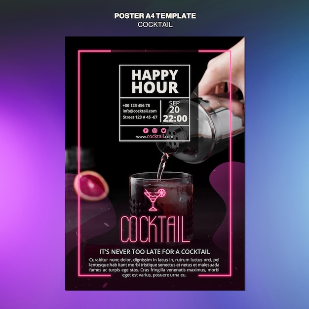 Gratis PSD cocktail concept poster sjabloon