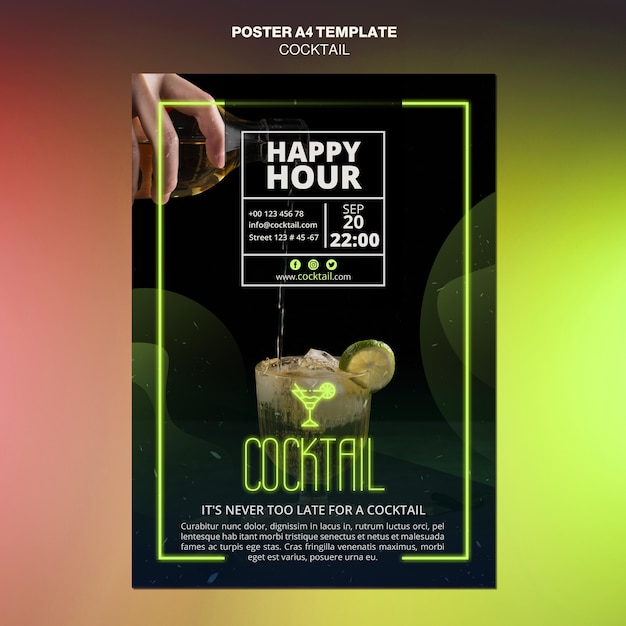 Gratis PSD cocktail concept poster sjabloon