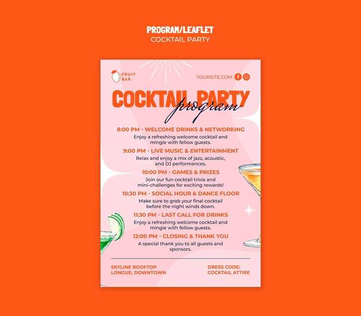 PSD Gratis cocktail party program flyer