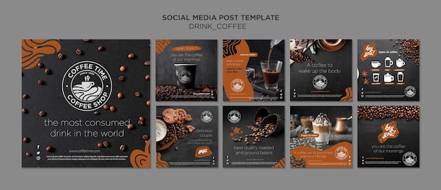 PSD gratuito coffee instagram post collection