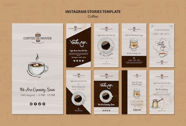 Coffeeshop instagram verhalen sjabloon