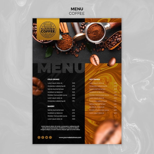 Gratis PSD coffeeshop menusjabloon