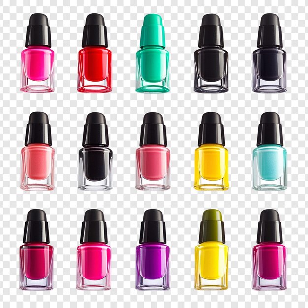 Colección de botellas de esmalte de uñas de colores