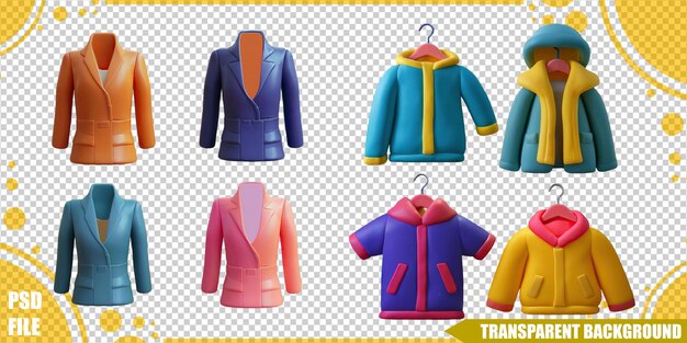 Colección colorida de chaquetas y capuchones elegantes
