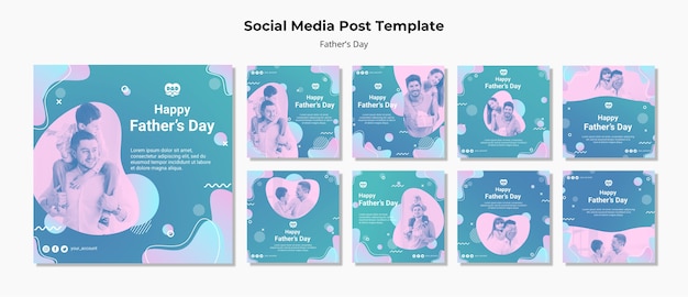 PSD gratuito colección colorida de publicaciones de instagram del día del padre