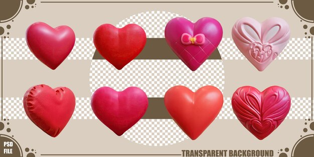 Colección de corazones coloridos para temas románticos