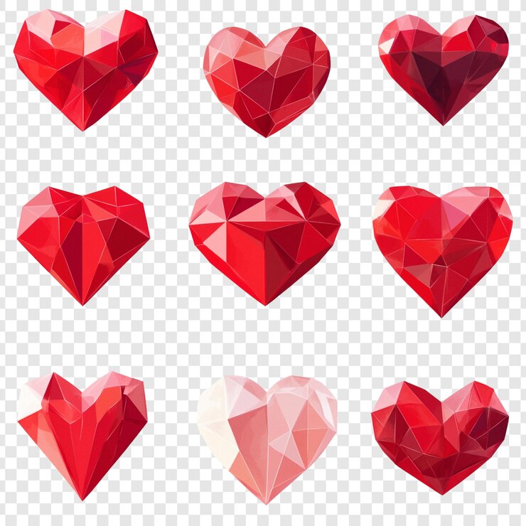 PSD gratuito colección de corazones poligonales rojos un diseño gráfico para el día de san valentín