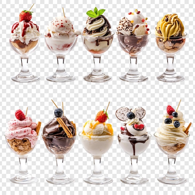 La colección de doce deliciosos helados es una tentadora variedad de sabores y ingredientes.