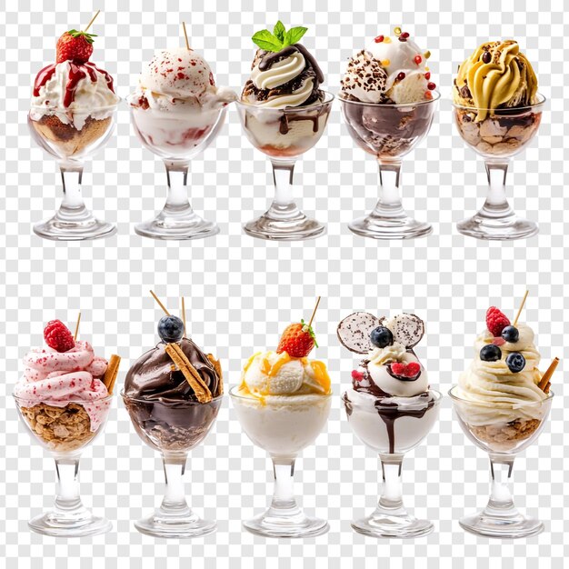 La colección de doce deliciosos helados es una tentadora variedad de sabores y ingredientes.