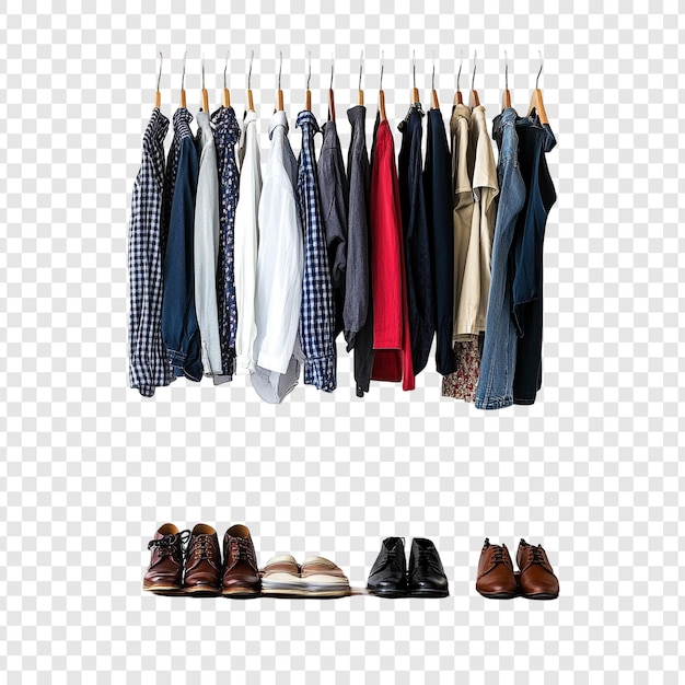 Colección elegante de ropa y calzado en exhibición