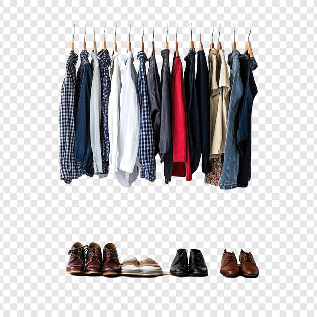 Colección elegante de ropa y calzado en exhibición
