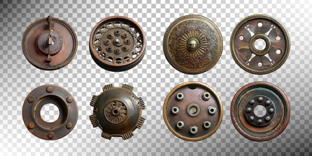 Colección de elementos circulares decorativos antiguos