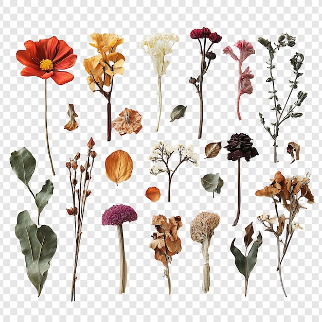 Colección de flores secas Una naturaleza muerta botánica