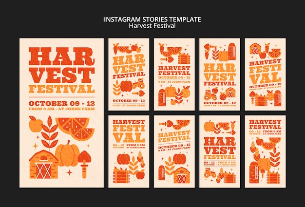 Colección de historias de instagram de celebración del festival de la cosecha