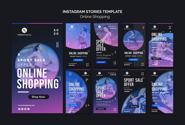 Colección de historias de Instagram para compras en línea de athleisure