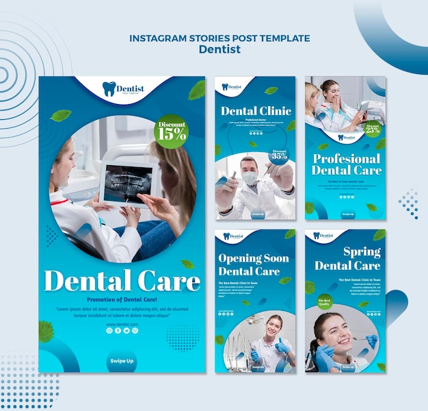 Colección de historias de Instagram para el cuidado dental