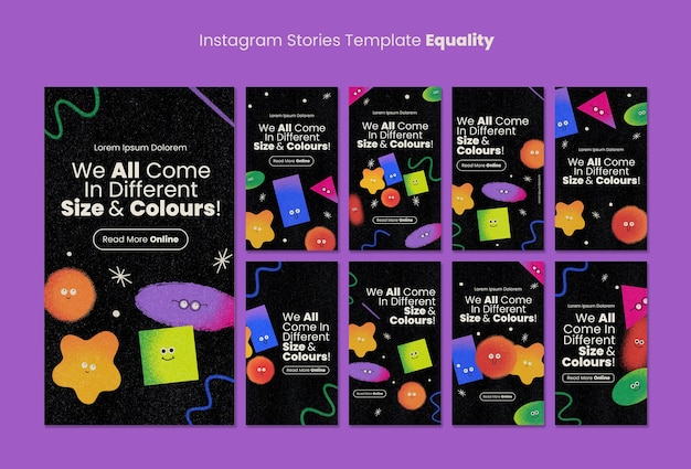 Colección de historias de instagram de igualdad y diversidad.