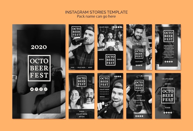 PSD gratuito colección de historias de instagram para octobeerfest