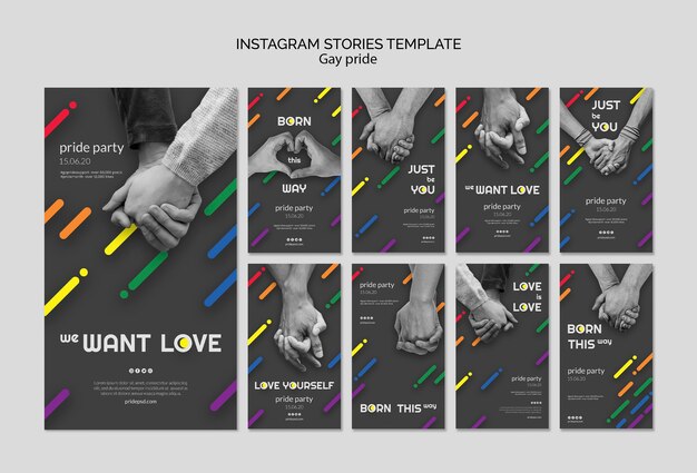 Colección de historias de Instagram para el orgullo gay