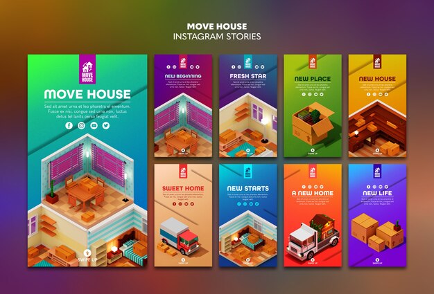 Colección de historias de Instagram para servicios de traslado de residencia