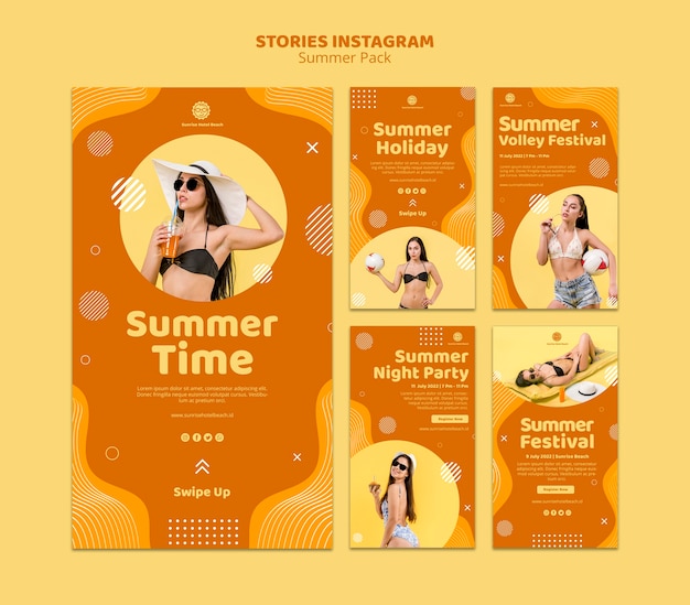 Colección de historias de instagram para vacaciones de verano