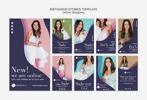 PSD gratuito colección de historias de instagram para venta de moda en línea