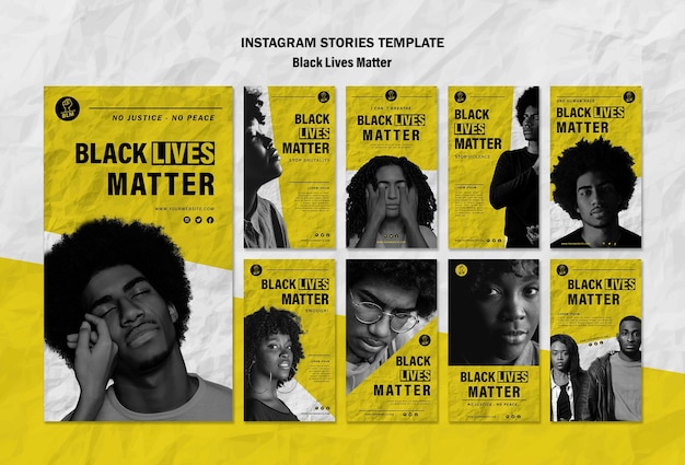 PSD gratuito la colección de historias de instagram para vidas negras importa